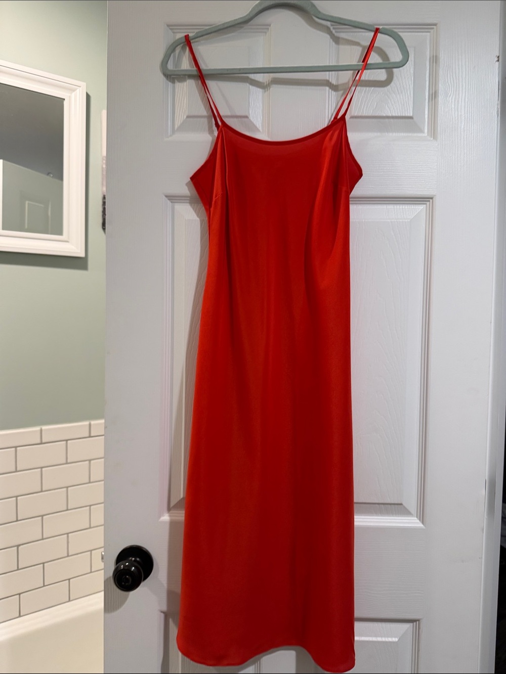 LK Bennett Vibrant Red Silk Slip Midi Dress